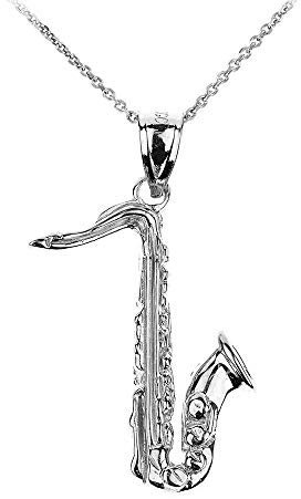 Kleine Schätze 925 Sterling Silber 925 Saxophon Musik Anhänger Halskette