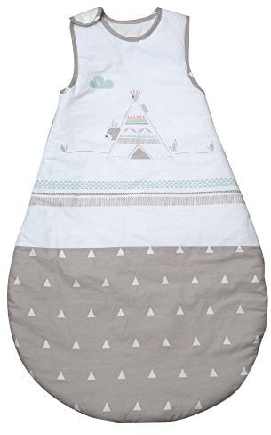 roba Schlafsack 90 cm Indibär - Babyschlafsack ganzjährig für Sommer & Winter - aus atmungsaktiver Baumwolle - Bären Motiv in Braun / Weiß