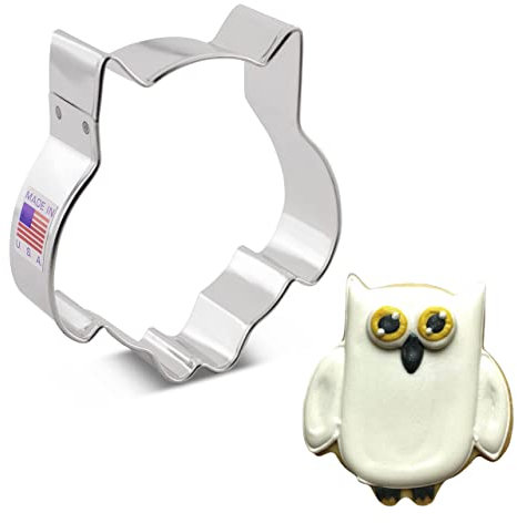 Ann Clark Cookie Cutters süßer Eulen-Ausstecher, 8,89 cm Niedliche Eulen-Ausstechformen, Verzinnter Stahl, Silber, 3.5 3.25 x 1