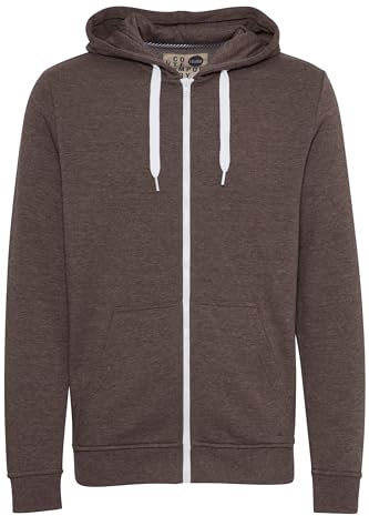 Solid SDOlli Zip-Hood Herren Sweatjacke Kapuzenjacke Hoodie mit Kapuze Kordelzug Reißverschluss Kängurutasche Regular fit, Größe:XL, Farbe:Coffee Bean Melange (8973)