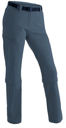 Maier Sports Arolla, Damen Wanderhose, Wasserabweisende Outdoorhose für Trekking und Hiking, Praktische Zipp-off-Funktion, PFC-frei, mSTRETCH pro 4 & Dryprotec, Blau, 46 (W38/L32)
