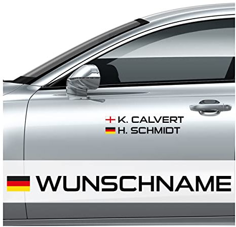Motoking Autoaufkleber Name & Flagge - 4 Stück - Ihr Wunschname im Rallye-/Racing-Design - Wähle Größe & Farbe