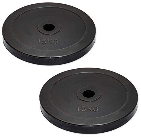 MAXSTRENGTH Olympische Gummi-Hantelscheiben, 5,1 cm, schwarz, Premium-Vollgummi-ummantelt, Powerlifting, Bodybuilding, Fitnessstudio, Bar, Zuhause, Fitness, Training, 2 Stück
