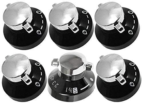 bartyspares® SIX STOVES & NEW WORLD Gas Oven Flame Control Knob Hob Cooker Switch Silver Black