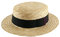 Bon Clic Bon Genre Chapeau canotier Paille Homme ou Femme Biarritz - Taille 54 cm - Noir