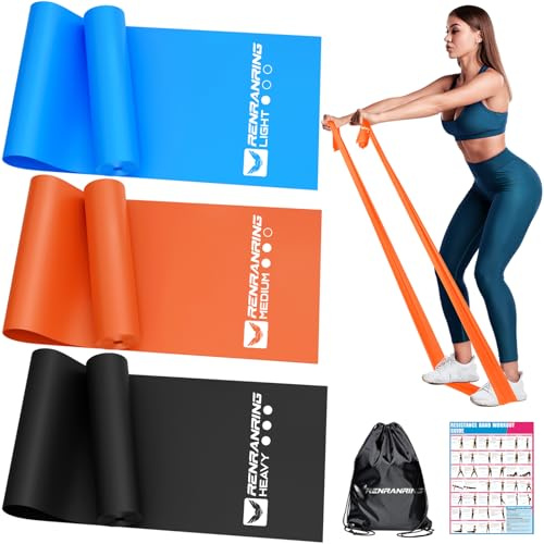 RENRANRING Resistance Bands for Working Out, Exercise Bands for Physical Therapy, Stretch, Recovery, Pilates, Rehab, Strength Training and Yoga Starter Set