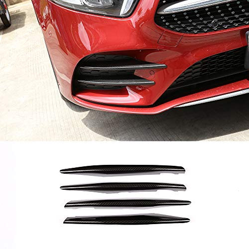 YIWANG - Strisce adesive per fari fendinebbia anteriori auto, cover per griglie dell’aria, in plastica con finitura in fibra di carbonio, 4 pezzi, accessori per auto Benz Classe A W177 2019