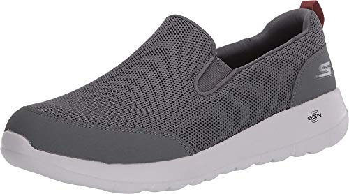 Skechers GO WALK MAX CLINCHED, Zapatillas para Hombre, Gray Textile /Burgundy Trim, 43 EU