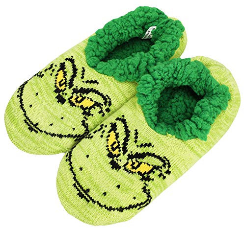 Bioworld Grinch Big Face Knit Slipper Socke