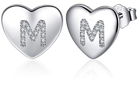 Jrêveinfini Buchstaben Ohrringe Silber 925 Stecker Damen Mädchen Kinder Teenager Frauen Klein, Herz Ohrringe Ohrstecker Hypoallergen Nickelfreie, Weihnachts Geschenke für Frauen Mädchen Mama