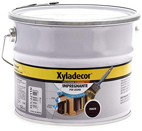Xyladecor IMPREGNANTE ALL' ACQUA per Legno vernice Fondo per Interni ed Esterni, Inodore, colore NOCE 2,5L, 2.5 L