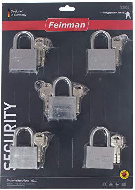 Talay Feinman Vorhängeschloss Set + 3 Generalschlüssel 50mm 5er Set