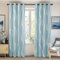 Deconovo Lot de 2 Rideaux Argenté Motif Ligne Occultant Salon Maison Phonique Rideau Thermique Anti Froid à Oeillets 132x229cm Bleu Clair Chambre L’h?tel