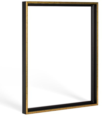 Bildershop-24 Schattenfugenrahmen mit Schattenfuge Lemgo Rahmen für Keilrahmenbilder und Leinwände 100 X 150cm Schwarz Goldglanz Antik