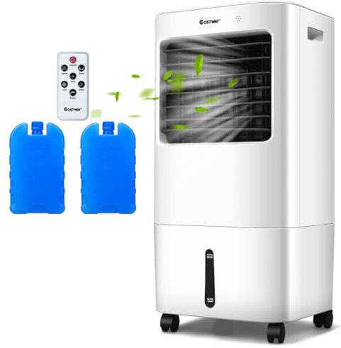 COSTWAY Evaporative Air Cooler, 3 in 1 Cooling Fan and Humidifier with 20L Water Tank, Remote Control, 4 Speeds and 3 Modes, Timing & Oscillation Function