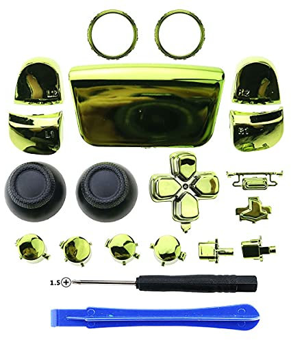 GGZone ABXY Kit de boutons de rechange pour manette Sony PS5 Vert chromé