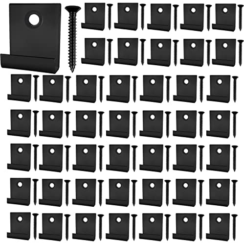 50Pcs Composite Decking Clips, Hidden Starter Fastener Board Clip with Self-Tapping Screw Stainless Steel DIY Hardware (Black)