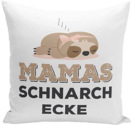 Tassenbrennerei Original Faultier Kissen mit Spruch Mamas Schnarchecke - Zierkissen mit Innenfüllung - Geschenk für Deine Mutter (Mama)