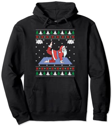 Süßer Yoga-Pose Santa Ugly Christmas Sweater Xmas Lovers Pullover Hoodie