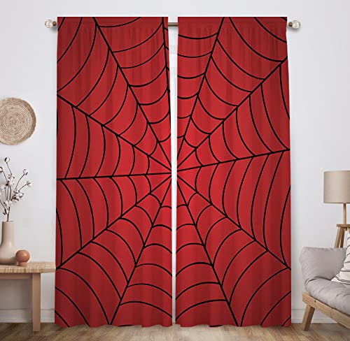Allenjoy Superhelden-Spinnennetz, Kinder-Fenstervorhänge für Jungen, Kinderzimmer, Schlafzimmer, Kleinkind, Heimbüro, Dekorationen, Verdunkelung, maschinenwaschbar, 208.3x213.4 cm