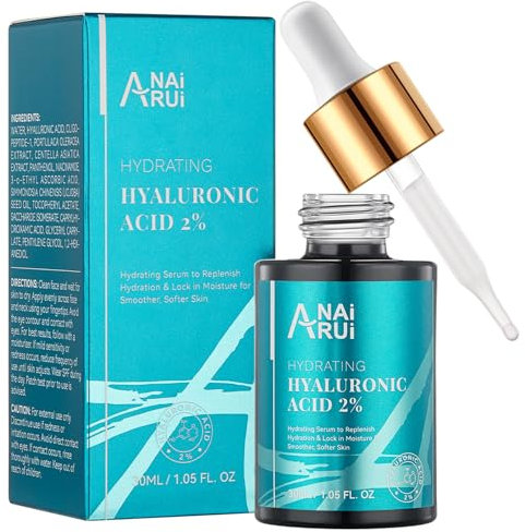 ANAiRUi Hyaluron Serum mit Vitamin B5, C & E, Anti-Falten, Anti-Aging und Dunkle-Flecken, Feuchtigkeit - Hyaluronsäure Gesichtsserum - Gesichtspflege Männer und Frauen - 30 ml