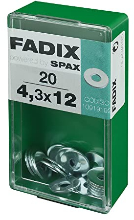 CAJA S 20 uds. ARANDELA PLANA ANCHA CINC 4,3 x 12 mm FADIX