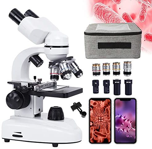 JXKJBGRN Microscopio BiolóGico HD 30000X/50000X/70000X con Estuche De Transporte, Juego De Microscopio Binocular Profesional para Estudiantes, Adultos, EnseñAnza De Laboratorio, Acuicultura,70000X