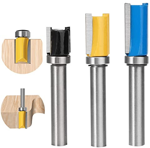 3 Stück Bündigfräser 8mm Schaft, Kugellager Oben, Kopierfräser, Nutfräser Router Bit, Bearing Flush Trim Bit, Profifräser für Holzbearbeitung Trimm Carving und Nutfräsen
