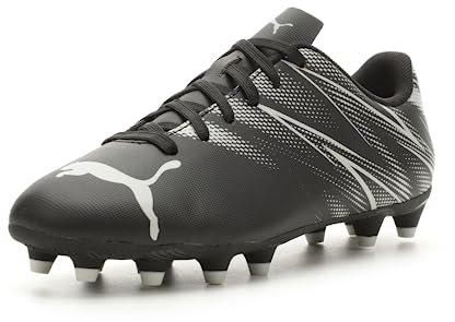 PUMA Unisex-Child Attacanto Firm, Artificial Ground Soccer Cleats Sneaker, Black-Silver Mist, 10 Big Kid