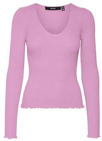 VERO MODA Vmevie LS V-Neck Jersey Ga Noos Punto, Lila Pastel, XS para Mujer