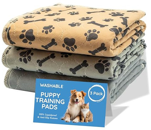 MAGNUS CREATIONS: Reusable Puppy Training Pads, (3-Pack) Washable Dog Pads, Very Absorbent Pet Mat Pee Pads for Dogs, Quick Drying Pads for Travel, Car, Home, Medium and Large Dogs (76 x 91 cm)