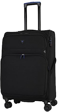 ABISTAB Weichschalenkoffer 4 Rollen schwarz Business Koffer M-68cm Reisekoffer mit Dehnfalte TSA Schloss Breeze II, erweiterbar
