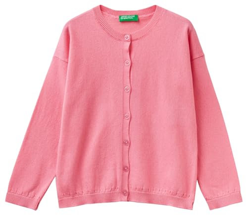 United Colors of Benetton Maglia Coreana M/L 1194G5007 Maglione Cardigan, Rosa 38E, 82 Bambina
