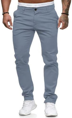 Osheoiso Hommes Chino Pantalon Slim Fit Stretch Pantalons Moulants Casual Élastique Pantalon Business Skinny Pantalon Décontracté Coupe Ajustée Pantalon avec Poches
