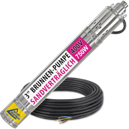 Pompe de source profonde respectueuse du sable, 3 pouces 230 V 400 V Pompe de fontaine, pompe à eau, pompe de jardin, pompe à tube, conduite d'eau domestique, pompe de trou de forage pour nouvellement