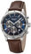 REGENT Chronograph Edelstahl mit Lederband Datum 5 Bar BA-823