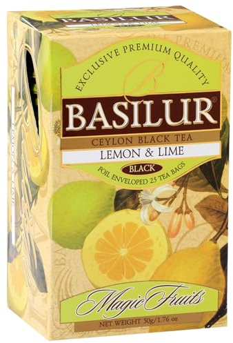 sarcia.eu BASILUR Lemon Lime- Té Negro de Ceilán con Aroma Natural de limón y Lima, 25x2 g, 1 Paquete