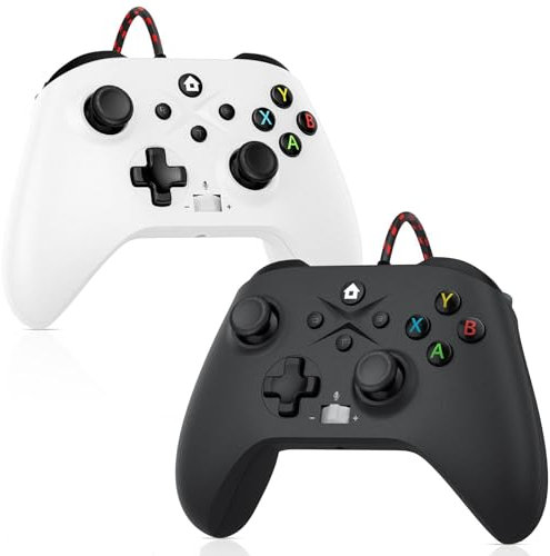 Gamrombo Xbox Controller Wired 2 Pack for Xbox One, Xbox One X|S, Xbox Series X|S & PC Controller with Audio Jack & Volume Button/Turbo/Macro/Dual Shock, with 2.4GHz Adapter (Need to Update)