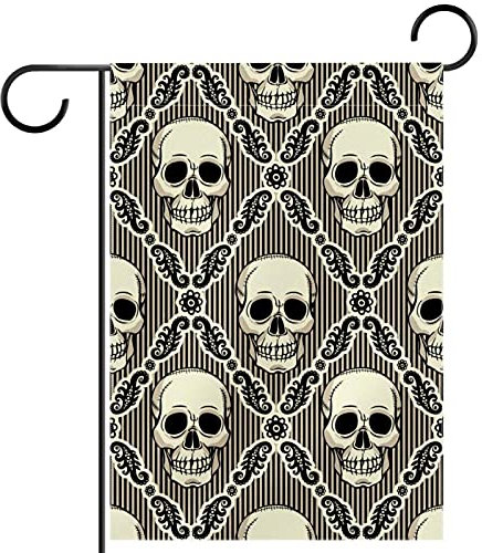 Gartenfahne 30x45cm, Boho Punk Gothic Totenkopfkopf Dekorative Fahnen Lustige Außenbanner, Für Veranda, Garten