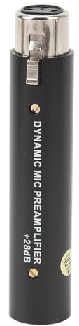 Preamplificatore Microfonico in Linea, Amplificatore Microfonico Dinamico Compatto DM1 con Preamplificatore, Preamplificatore Integrato con Guadagno 28dB, Alimentazione