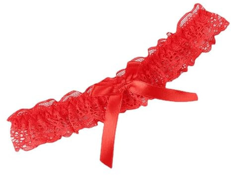 Umiin Strumpfbänder, rote Spitzen-Strumpfbänder mit Schleife, Junggesellinnenabschiede, Party-Dekorationen, Hochzeits-Braut-Accessoires, Spitze, Rot