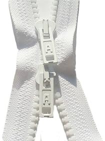 ILC MERCERIE PARADIS Cerniera a doppio cursore 70 cm bianco apribile separabile con cerniera in plastica iniettata 2 cursori doppia apertura superiore e inferiore (bianco, 70 cm)