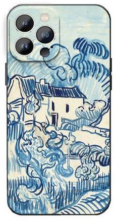 Kompatibel mit iPhone 13 Pro Hülle, Landschaft mit Haus von Van Gogh Abstrakte Linien Kunst Handyhülle