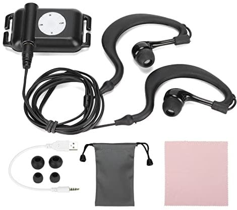 LOCADENCE Fully Waterproof MP3 Player with Headphone, 4GB Swimmer MP3 Player with 87~108MHz FM Radio Supports MP3 WMA for Swimming Watersports