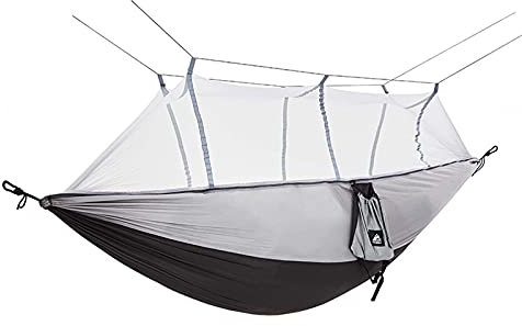 Outdoor-Camping-Hängematte, tragbare Doppel-Hängematten mit Moskitonetz, leichte Hängematte, Schaukel für Bäume, Reisen, Terrasse (Farbe: B)