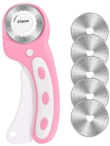 Cutter rotatif 45 mm, cutter rotatif ergonomique 45 mm, cutter rotatif pour matelassage, coupe rotative, bouton de sécurité pour matelassage, pliage d'applications, coupe de couture