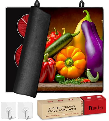 Nardea Hob Cover 61x53cm for Electric Cookers, Glass Protector for Ceramic Induction Hobs, Heat Resistant, Anti-scratch, Nature Rubber