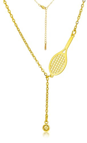 VASSAGO Tennisschläger Halskette Damen Herren Edelstahl Tennis Anhänger Halskette Sportgeschenke Schmuck für Teen Sport Liebhaber (Gold1)
