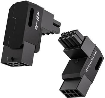 EZDIY-FAB Shield Series 8-Pin PCIe GPU Power Adapter,90-Degree Angled Connector, Aluminum Design for Graphics Cards – Reverse Type,Black-2 Pack