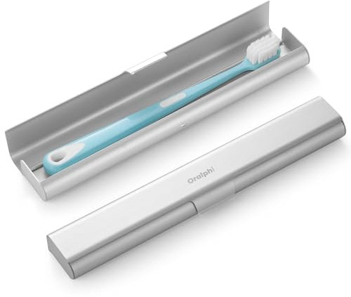 Oralphi Alu-Zahnbürstenetui, Tragbares Reiseetui aus Aluminium für Handzahnbürsten – Leicht, Hygienisch & Langlebig, Ideal für Reisen, Camping, Business & Badezimmer-Silber